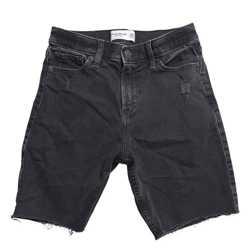 Abercrombie Kids Boys Washed Black Distressed Denim Shorts Size 11/12 Regular